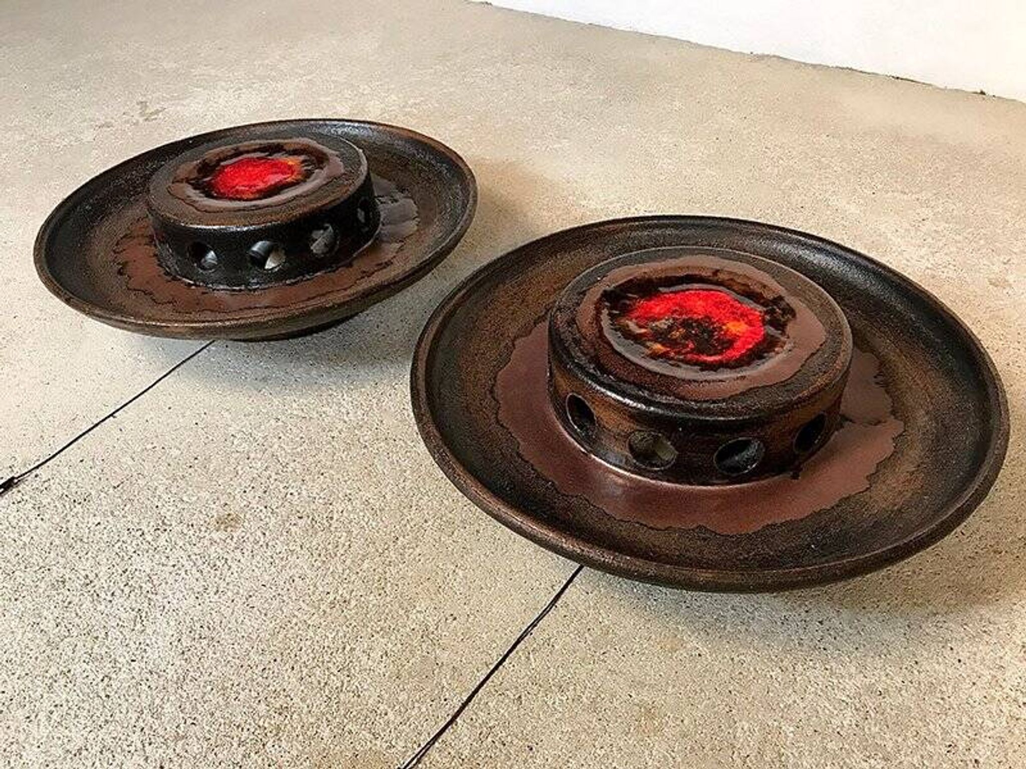Modernist Scandinavian ceramic art wall lights or sconces, 1960s, set of 2