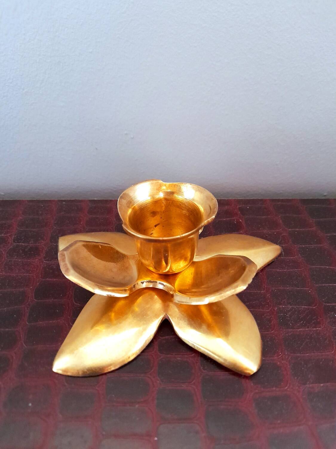 Brass flower candlesticks, 1970.