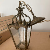 Paire de suspensions bronze et verre