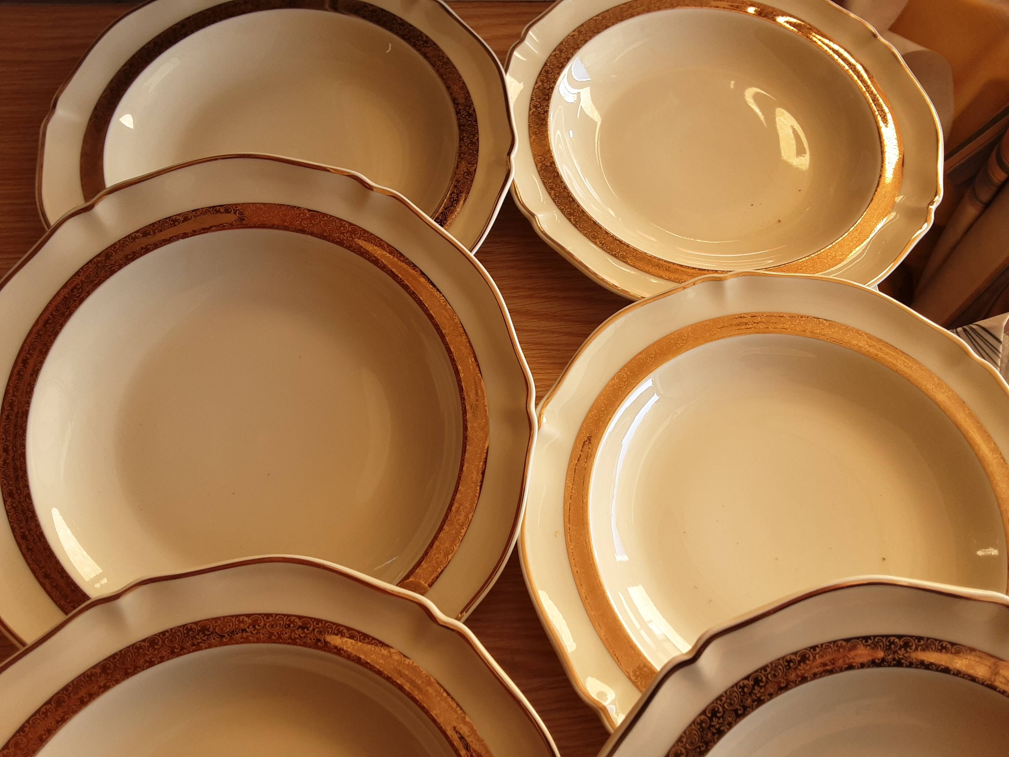 6 semi flat plates art porcelain limoges r. leclair burdet grenoble