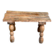 Rustic stool in solid wood with turned legs.