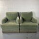 Pair of green velvet club armchairs