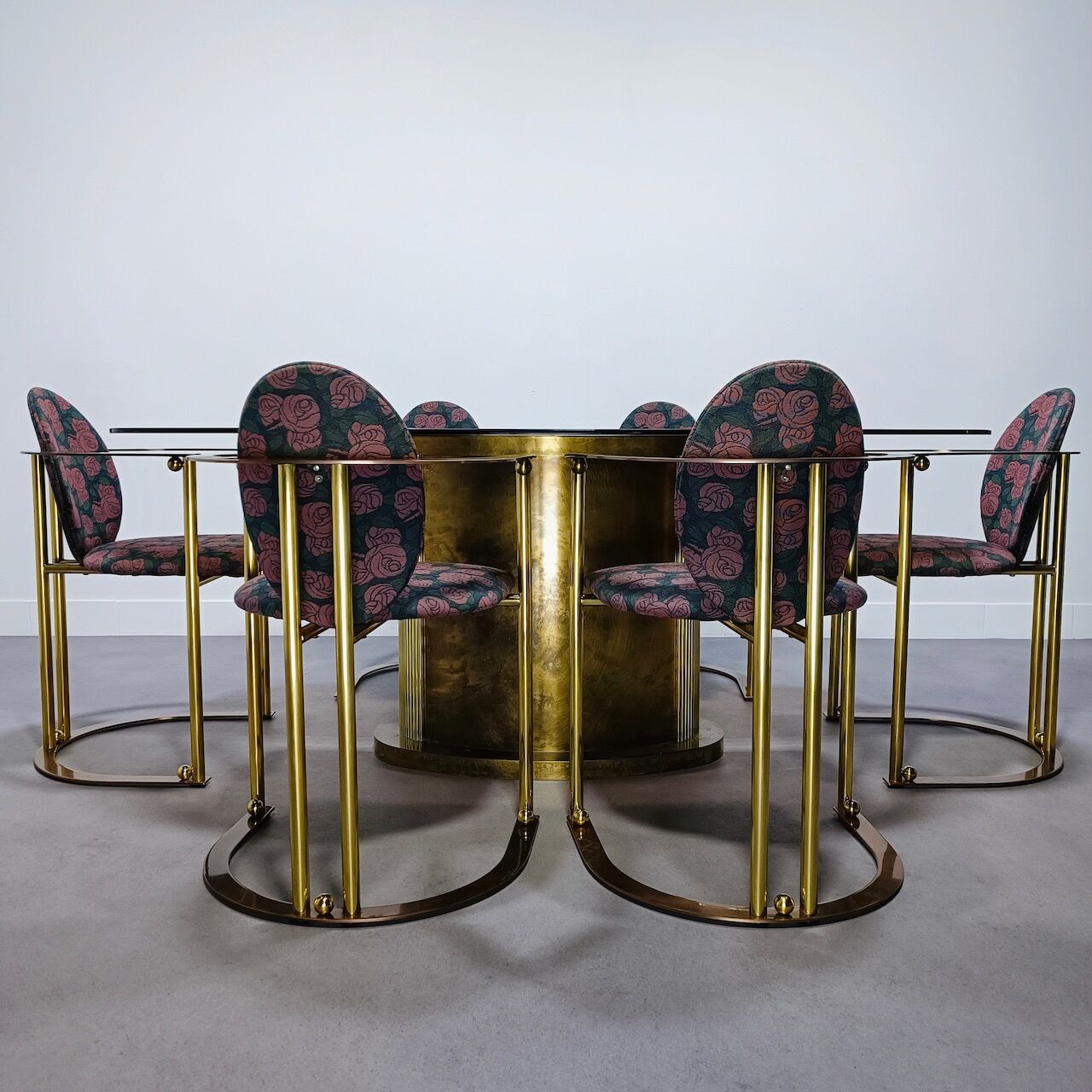 Ensemble de 6 fauteuils Belgo Chrome en laiton et cuivre