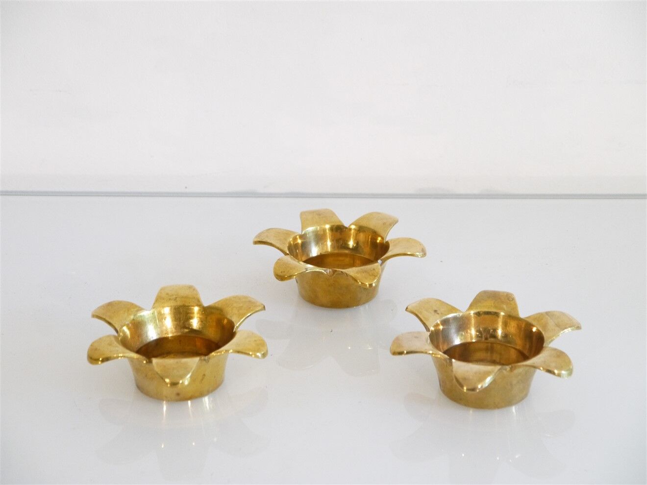 Set of vintage brass candle holders 1970