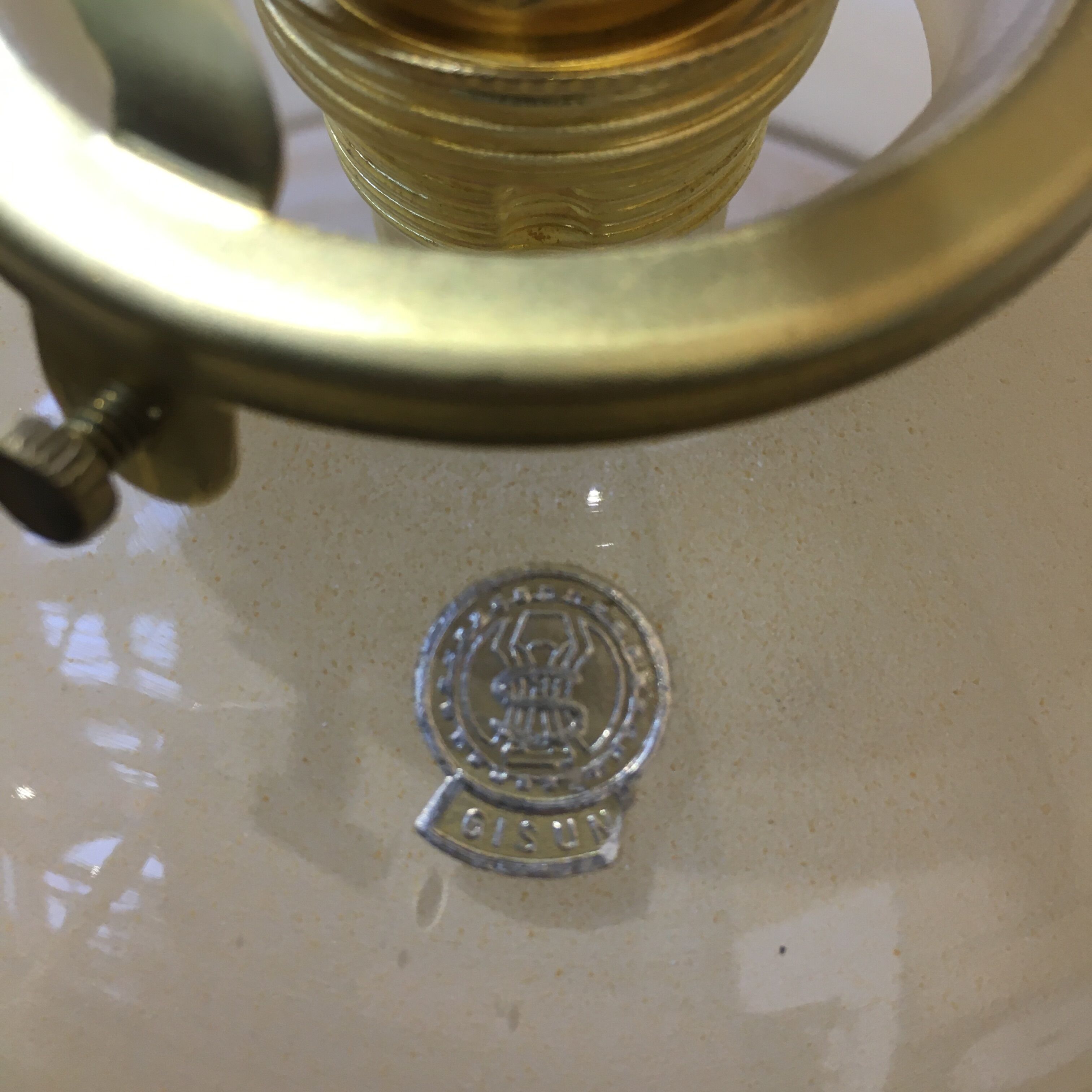 Art Deco hanging yellow-beige and golden edé