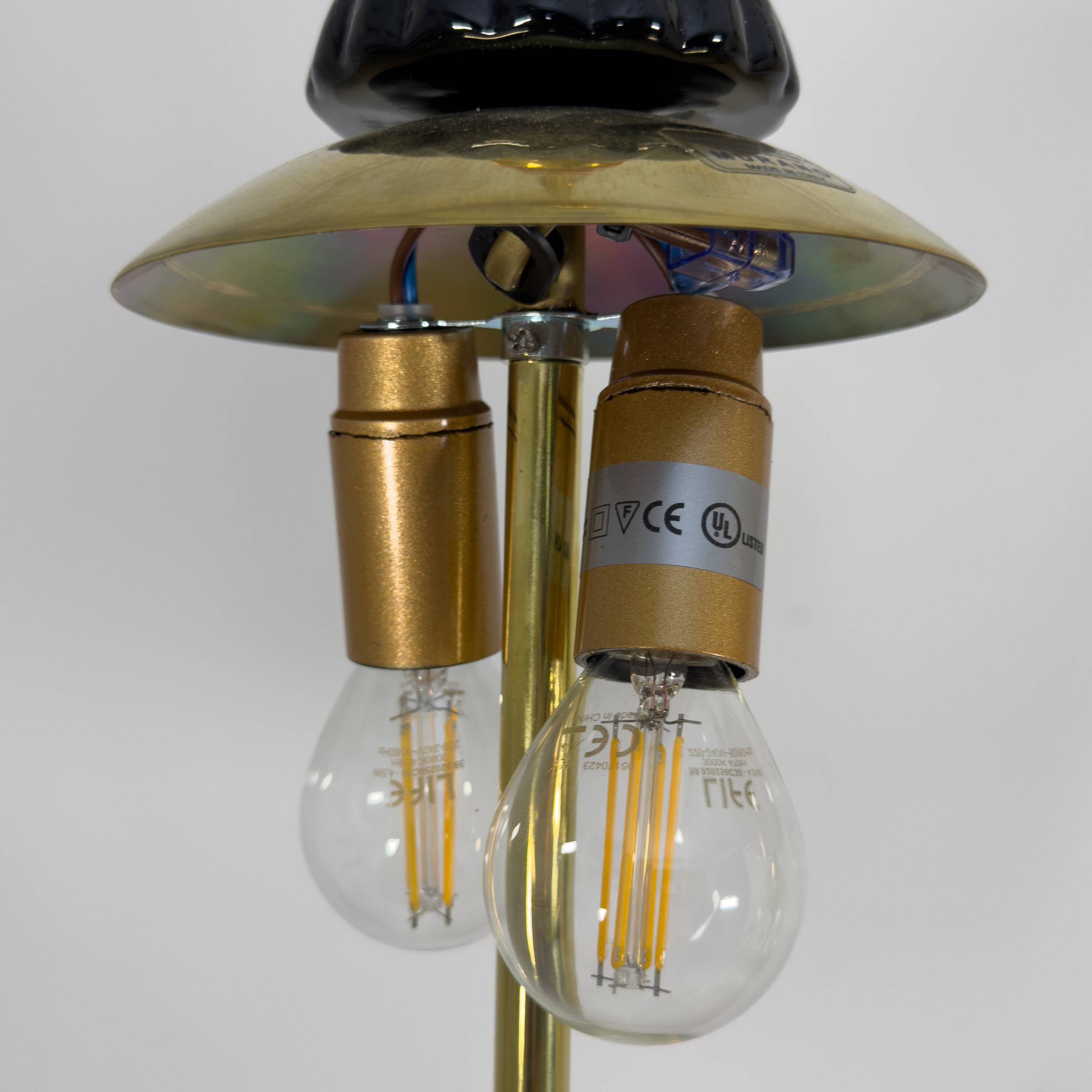 Blown Murano Glass and Brass Pendant Lamp