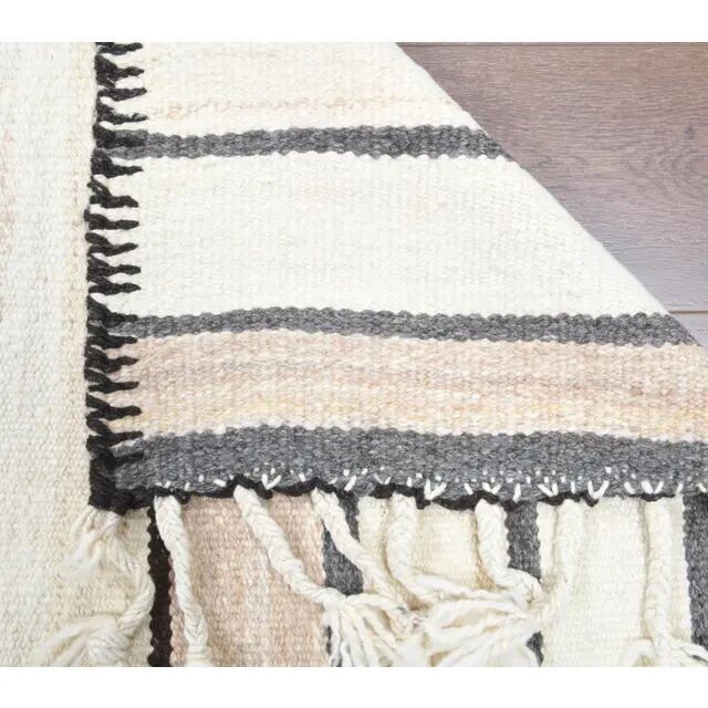 Vintage Turkish Oushak Handmade Cotton Beige Wool Kilim Runner Rug 81x347