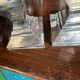 Pair of silver-plated metal candlesticks
