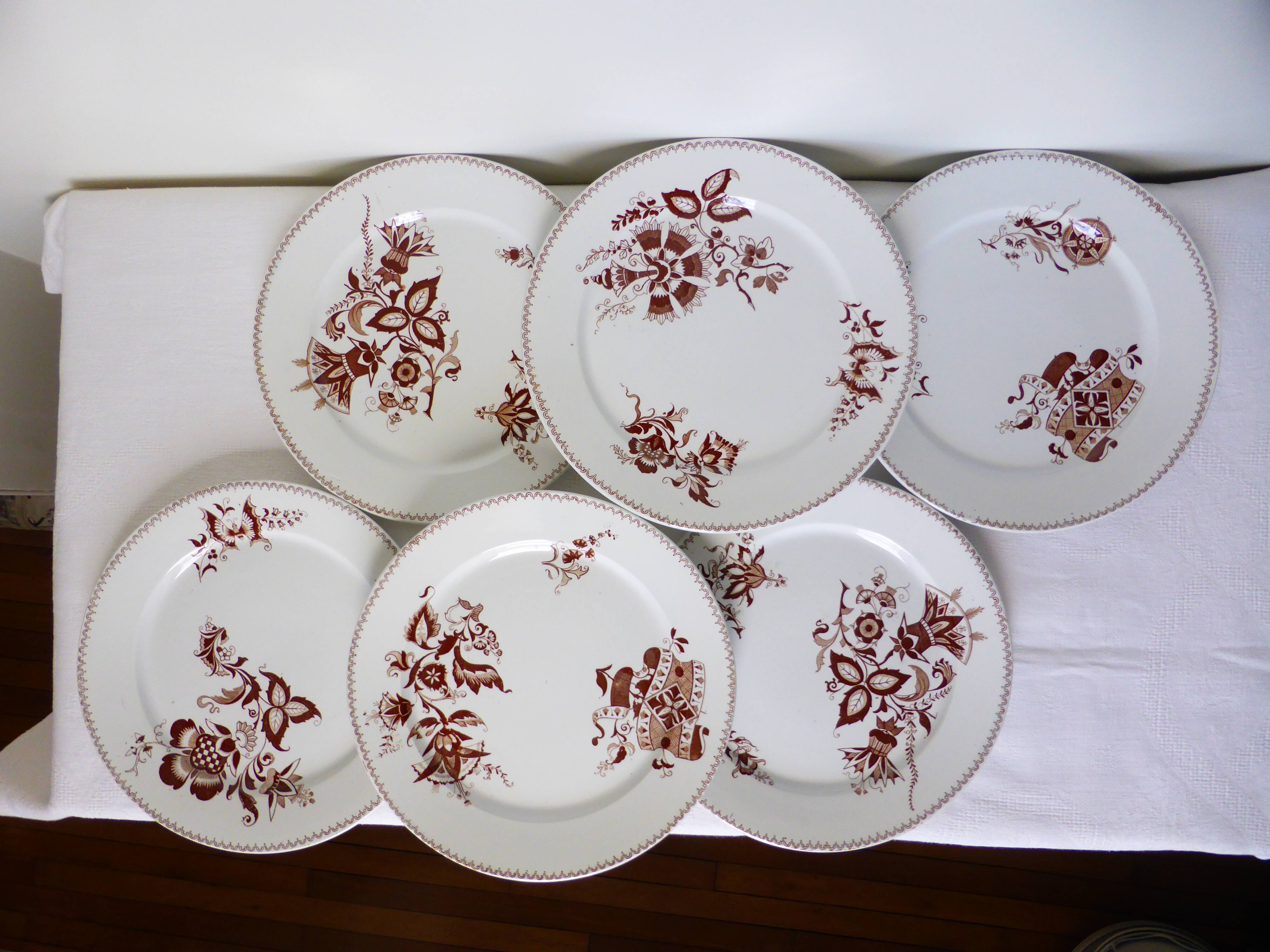 Lot de 6 assiettes plates vintage de Sarreguemines modèle Danois 210412