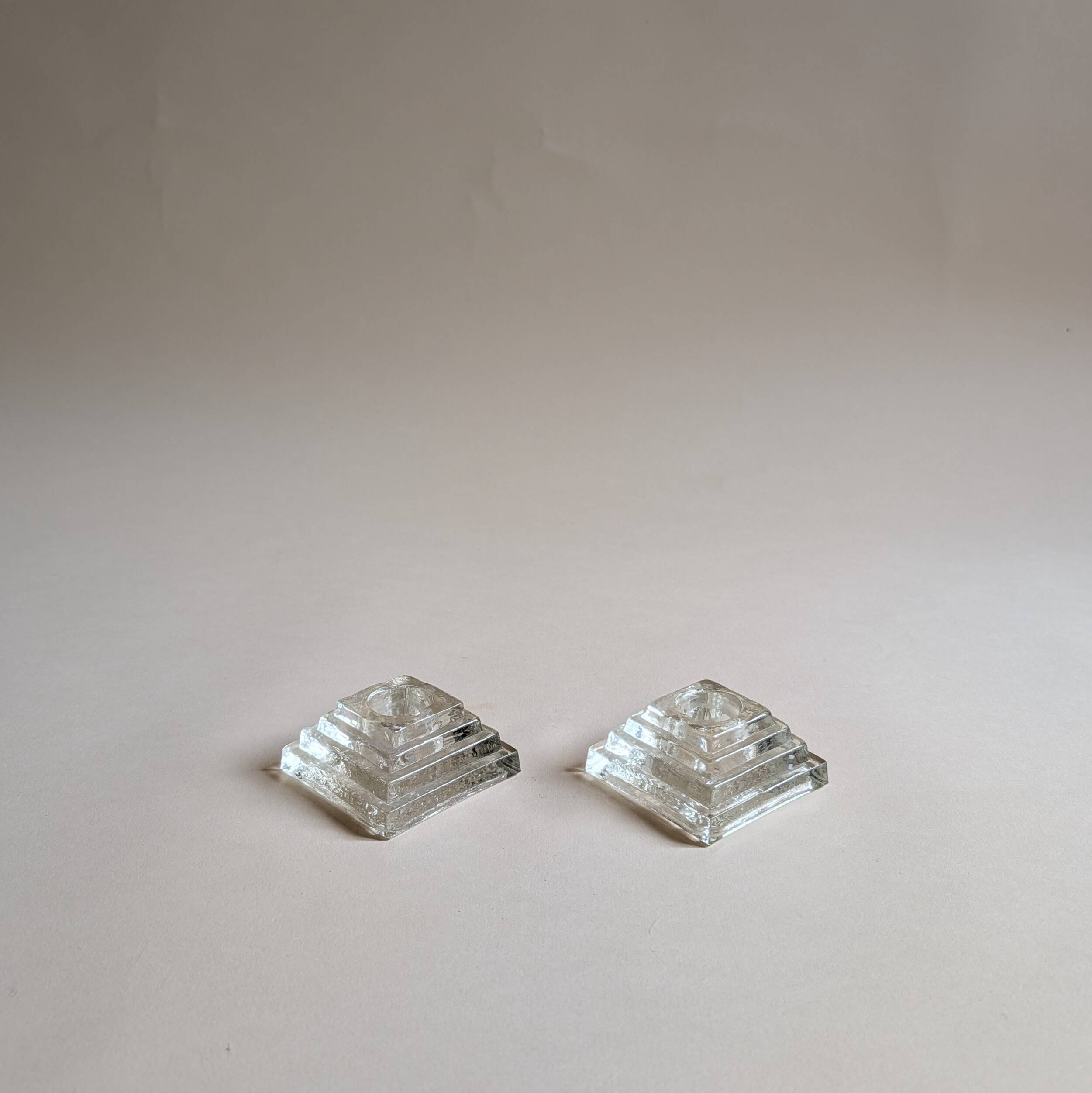 Pair of glass candlesticks