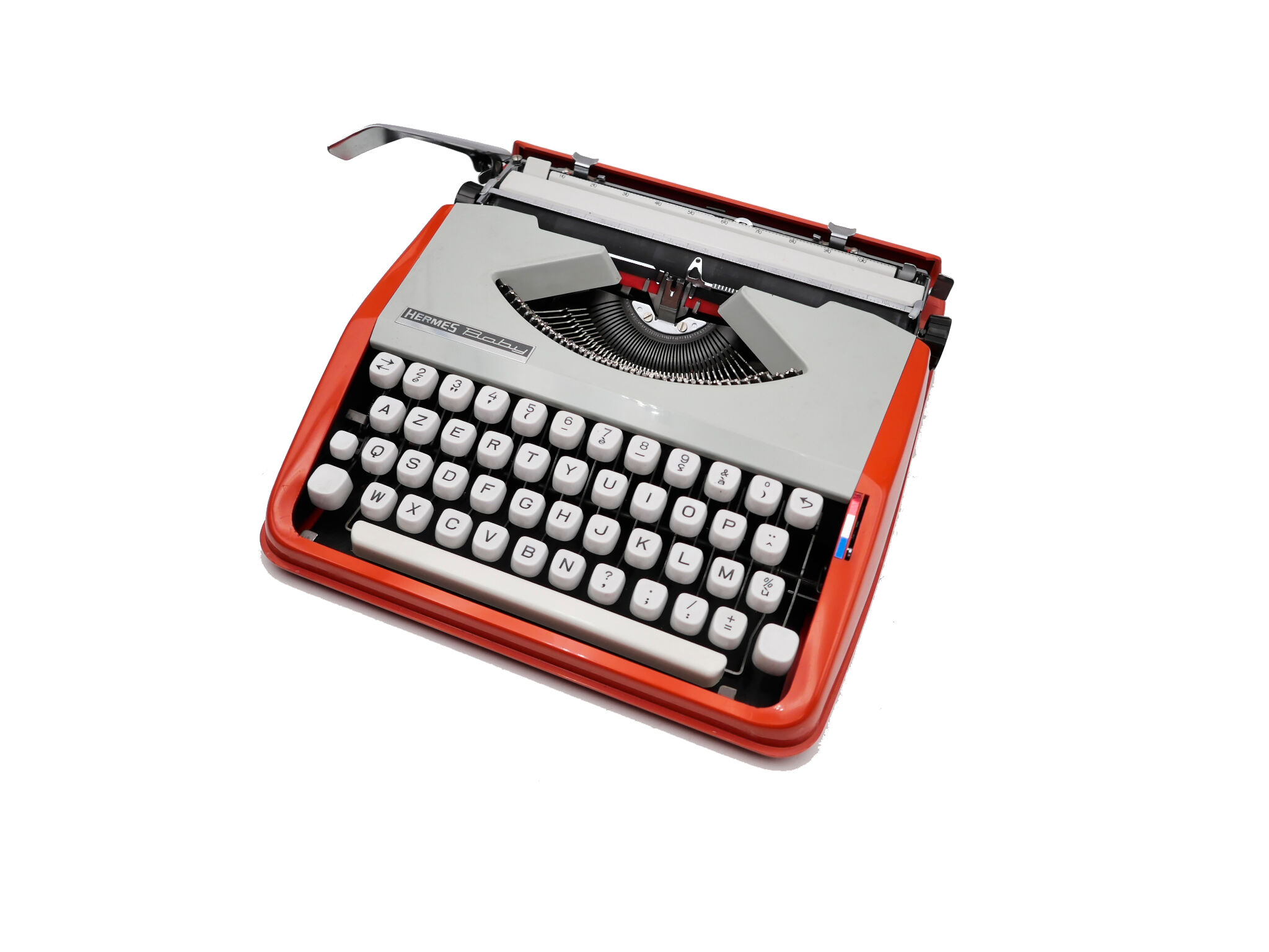 Typewriter hermes baby orange coral and blue cursive revised ribbon new