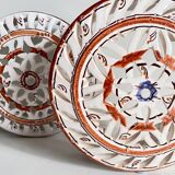 Handmade terracotta wall lamp with blue enamelled center