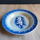 Hollow plate Moulin des Loups Hamage France, blue and white swan decoration.