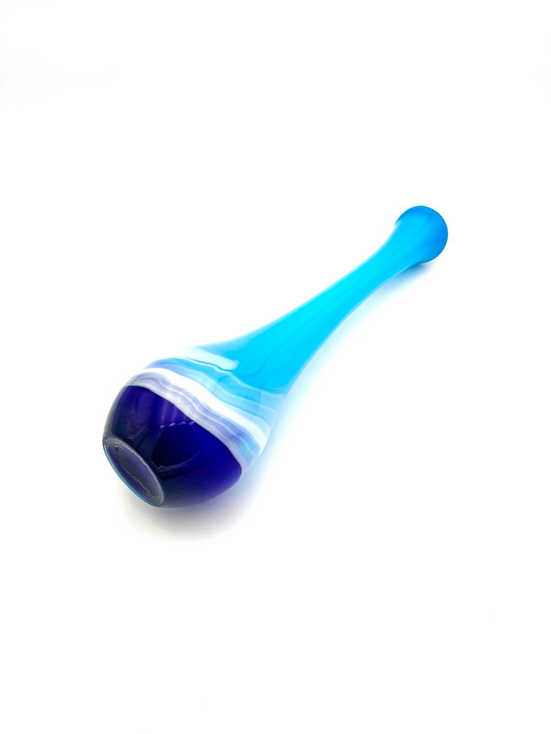 Sculptural Vase "Goccia" 43cm - Blown Murano Glass - Blue & Latte