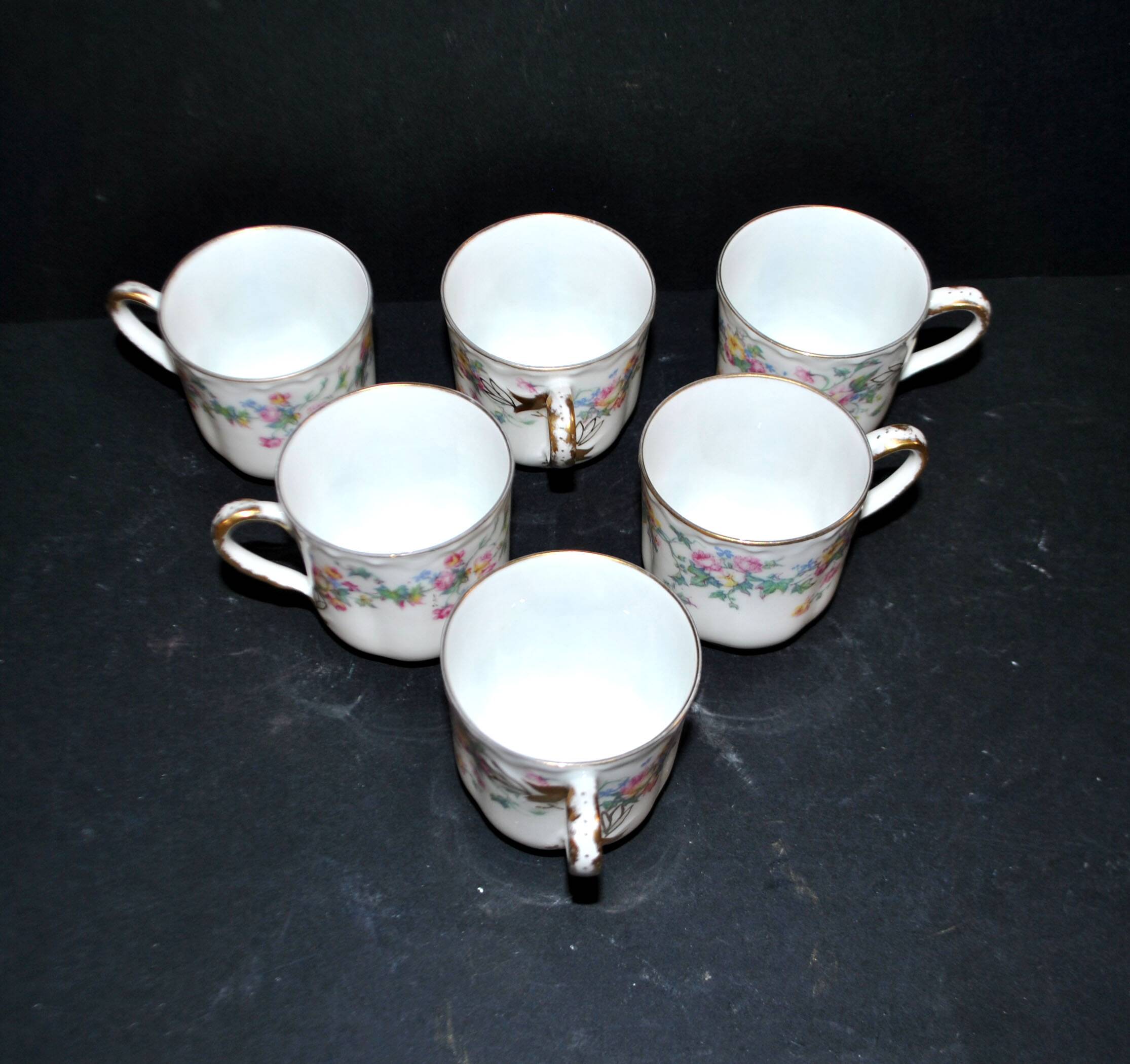 Limoges Haviland set of 6 floral porcelain coffee cups