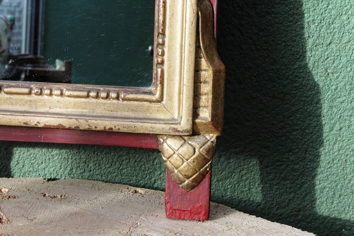 Carved wooden fronton mirror, Louis XVI style