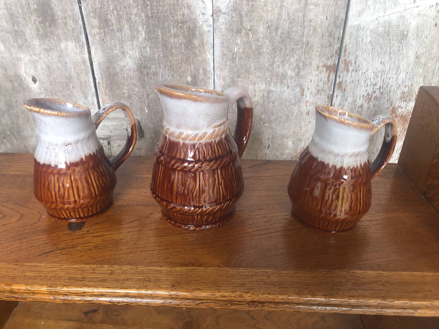 Set of 3 old revol b63 flamed ceramic pitchers 0.25l & 0.5l