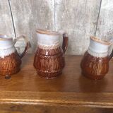 Set of 3 old revol b63 flamed ceramic pitchers 0.25l & 0.5l
