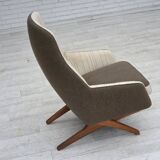 1970s, Danish design by Illum Wikkelsø, furniture wool fabric, oak wood.