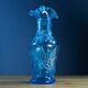 Petit vase Empoli en verre bleu à décor de branches et fruits en relief 16c