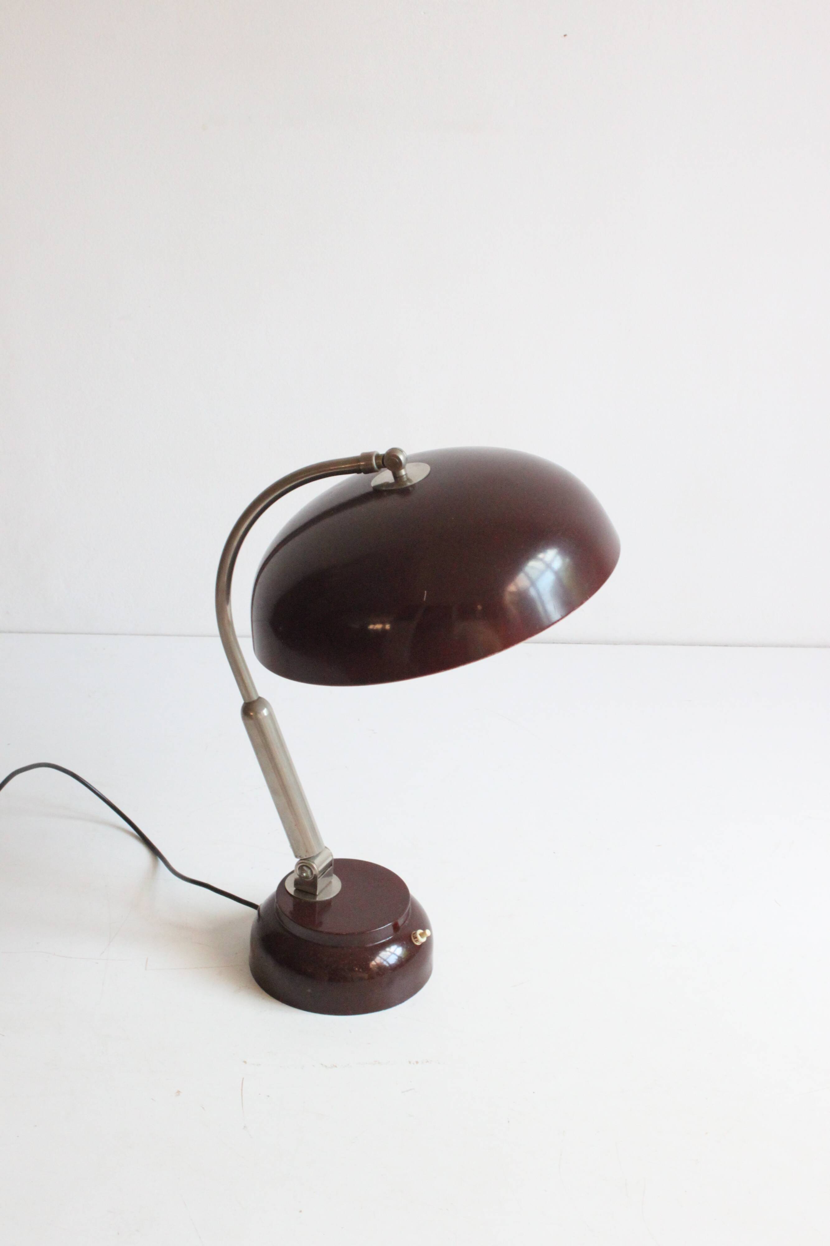 Lampe de bureau en métal avec anneau lumineux par Hala, Pays-Bas, années 1950