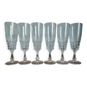 Lot de six flutes a champagne  Cristal D'Arques