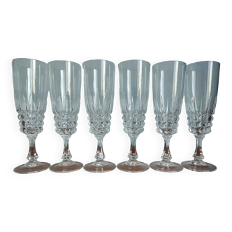 Set of six Cristal D'Arques champagne flutes