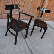 Pair of black Art Deco chairs in wood by Lajos Kozma, Szék és Faárugyár, 1920s