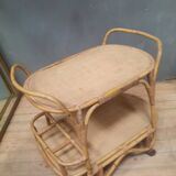 'Vallauris' rolling table in bamboo and wicker