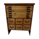 Industrial Dutch pine work bench with drawers