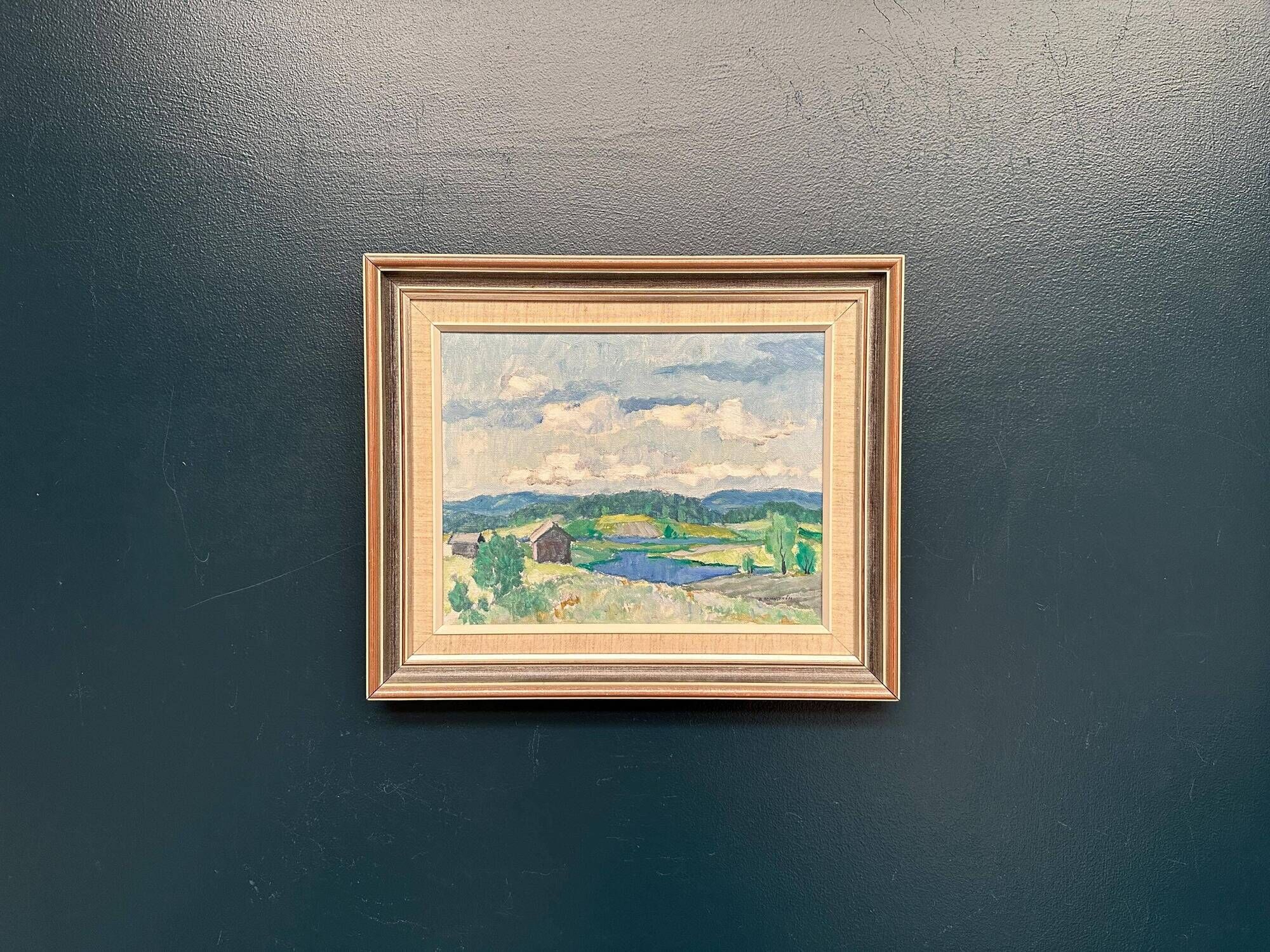 Original Swedish Oil on Canvas Landscape by Evald Hedenström (1909-1997) - Signed - Vintage Framed