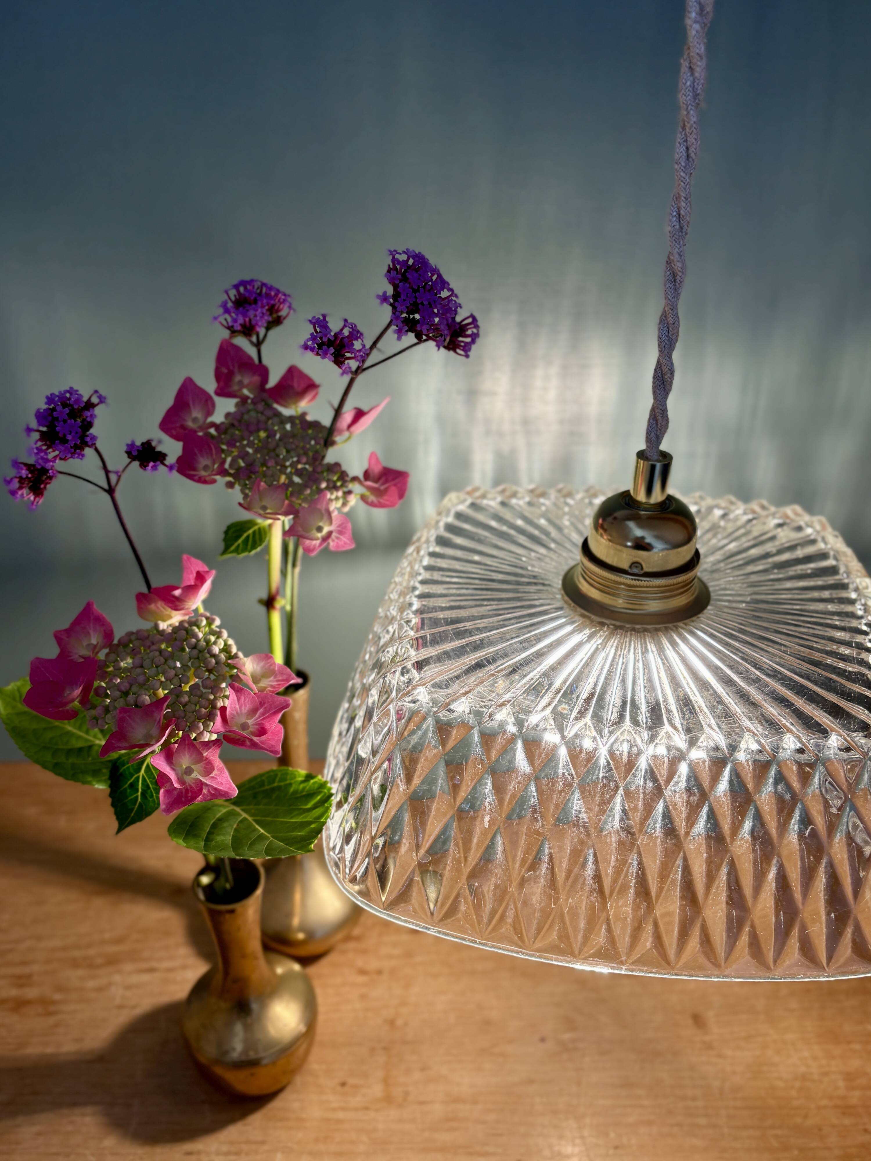 Vintage square glass pendant light - tableware collection -