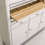 Industrial metal trade furniture equipped with display cases