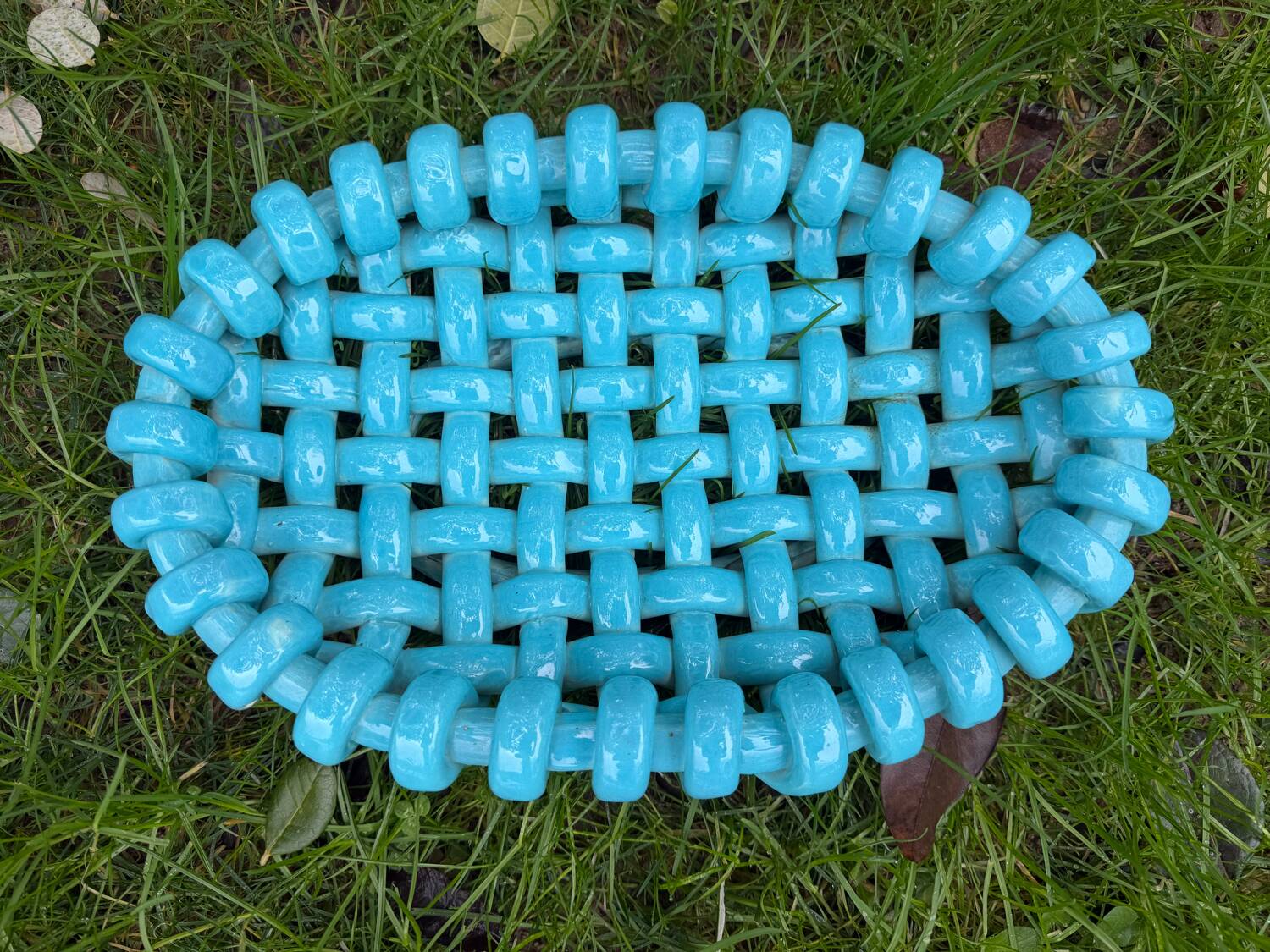 Turquoise ceramic bowl by Jérôme Massier 1950