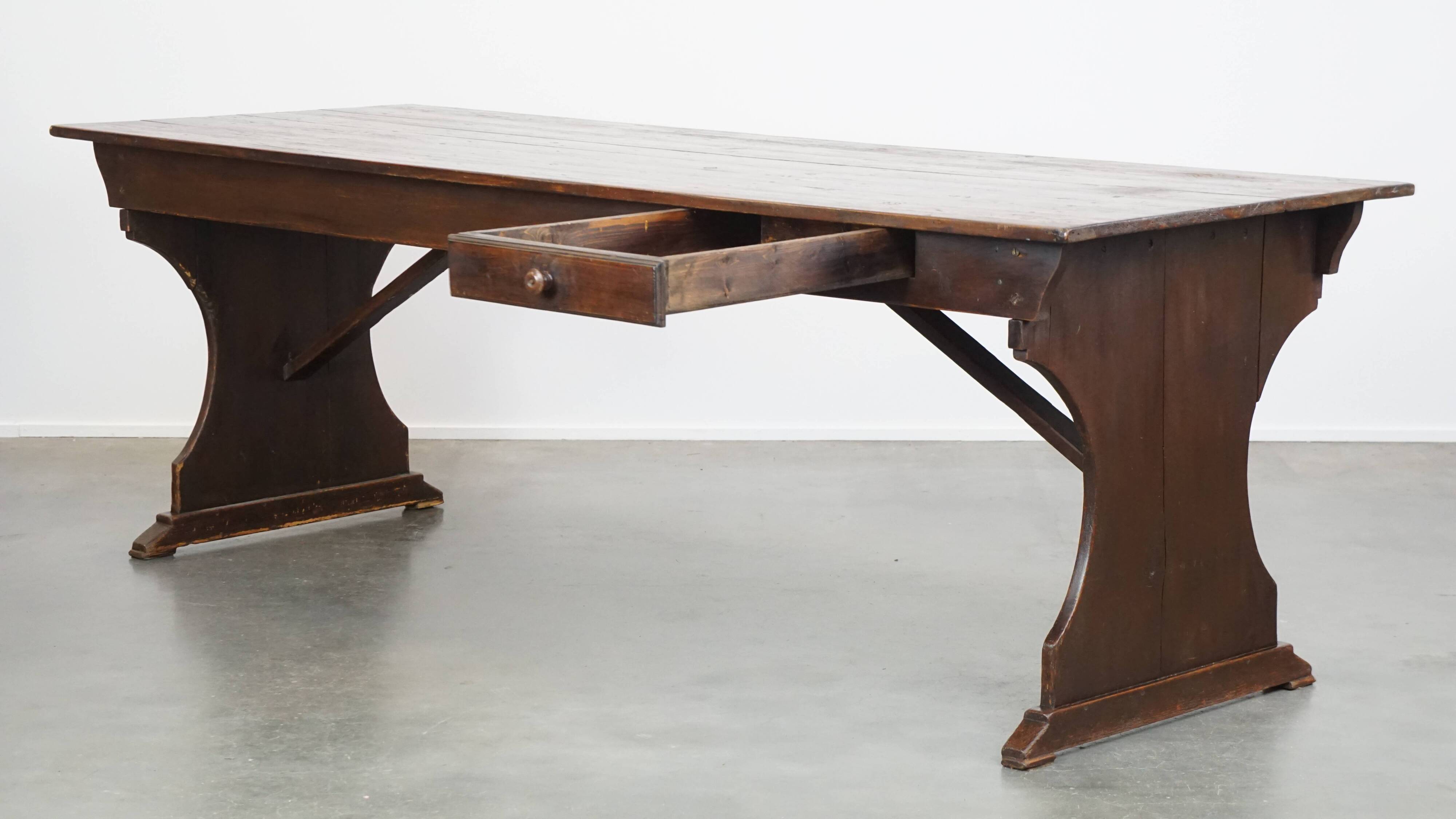 19th-century English pine monastery table.