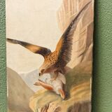 Huile sur toile, aigle et sa proie, 19ème siècle