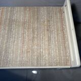 Vintage upholstered chest, white lacquered wooden structure, 1960s-70s