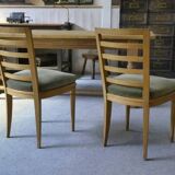 Pair of modern chairs with green velvet seats, 1940s