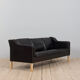 Mogens Hansen black aniline 3 seater sofa from the 70s.