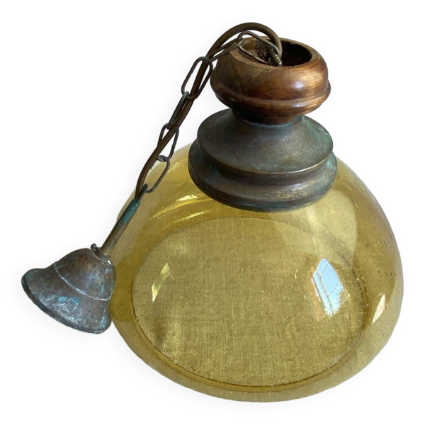 Lustre ancien en verre bullé