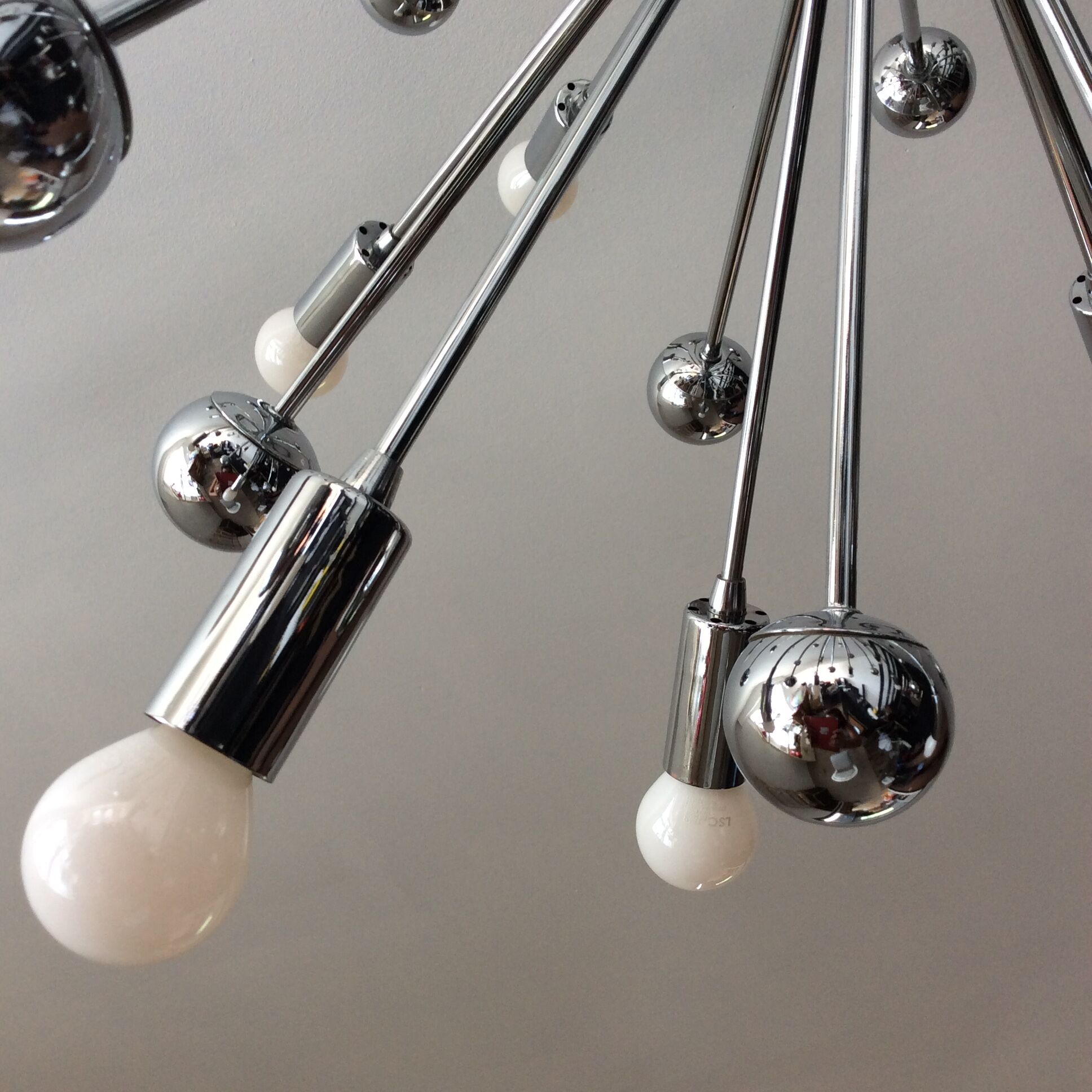 Sputnik XXL chandelier of the 60s-70s chrome metal 20 lamps