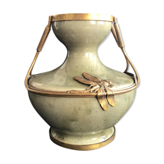 Vase sur monture libellule Art nouveau - Normand