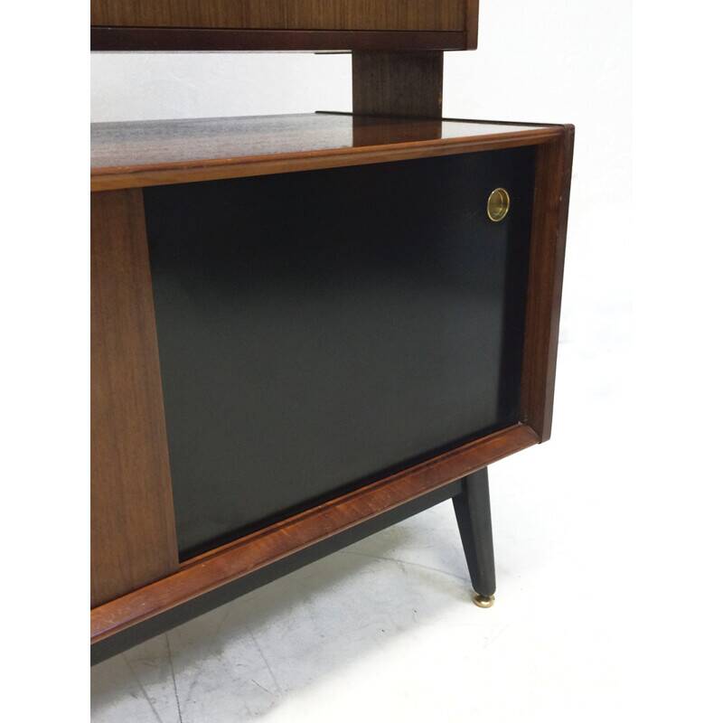 G-plan bookcase in ebonized beech and brass, rubber - 1950