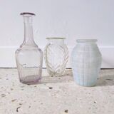 Small transparent molded glass vase