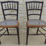 2 chaises cannées en bois de qualité