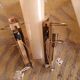 2 60's design wall lights in italian brass and glass
