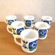 Série de 6 mugs design Mobil années 70
