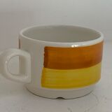7 cups and under cups, Gien earthenware seventies décor, 1970