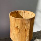 1970s brown ceramic lamp with foliage shade