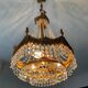 Lustre cascade en bronze et pampilles de cristal